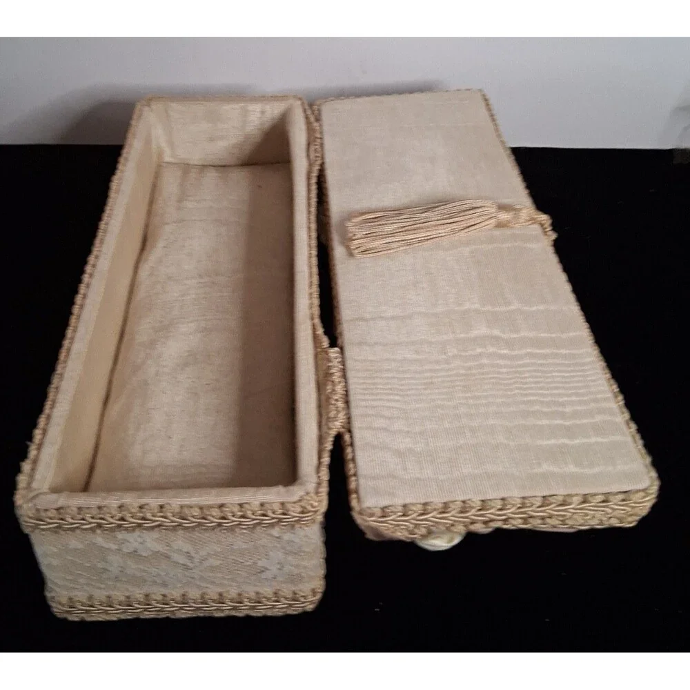 Lace Jewelry Box Silk Floral Lid Trinket Case